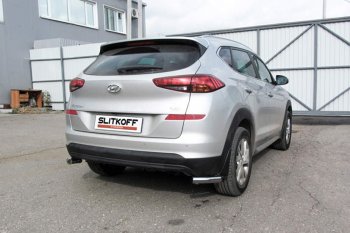 Защита заднего бампера Slitkoff (Turbo, уголки, d57) Hyundai Tucson  TL (2018-2021) рестайлинг