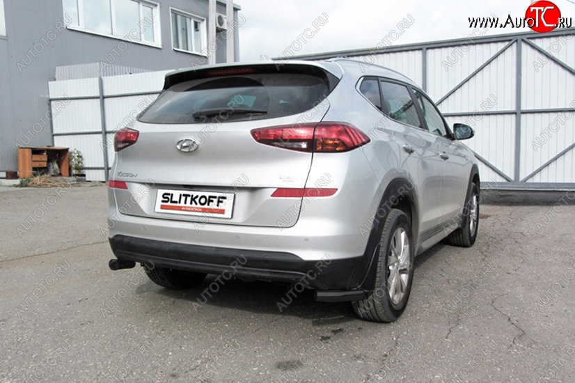 4 999 р. Защита заднего бампера Slitkoff (Turbo, уголки, d57)  Hyundai Tucson  TL (2018-2021) рестайлинг (Сталь с полимерным покрытием. Цвет: чёрный)  с доставкой в г. Кемерово