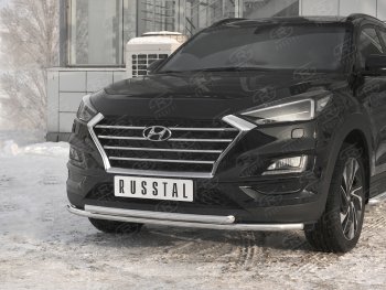 17 349 р. Защита переднего бампера (2 трубы Ø42 мм, нержавейка) SLITKOFF  Hyundai Tucson  TL (2018-2021) рестайлинг  с доставкой в г. Кемерово. Увеличить фотографию 2