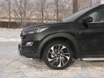 17 349 р. Защита переднего бампера (2 трубы Ø42 мм, нержавейка) SLITKOFF  Hyundai Tucson  TL (2018-2021) рестайлинг  с доставкой в г. Кемерово. Увеличить фотографию 4