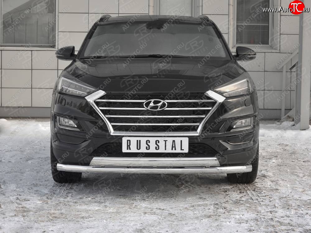 14 349 р. Защита переднего бампера (2 трубы Ø63 и 75х42 мм, нержавейка) Russtal Hyundai Tucson TL рестайлинг (2018-2021)  с доставкой в г. Кемерово
