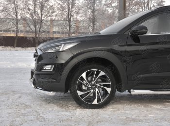 14 349 р. Защита переднего бампера (2 трубы Ø63 и 75х42 мм, нержавейка) Russtal Hyundai Tucson TL рестайлинг (2018-2021)  с доставкой в г. Кемерово. Увеличить фотографию 3
