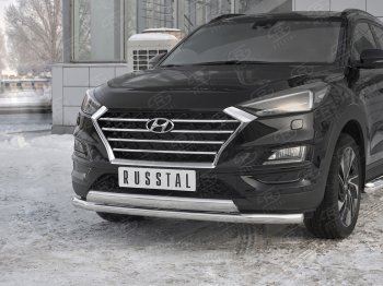 14 349 р. Защита переднего бампера (2 трубы Ø63 и 75х42 мм, нержавейка) Russtal Hyundai Tucson TL рестайлинг (2018-2021)  с доставкой в г. Кемерово. Увеличить фотографию 4