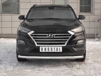 15 549 р. Защита переднего бампера (Ø 63 мм, нержавейка) SLITKOFF  Hyundai Tucson  TL (2018-2021) рестайлинг  с доставкой в г. Кемерово. Увеличить фотографию 1