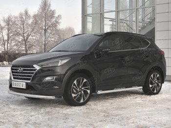 15 549 р. Защита переднего бампера (Ø 63 мм, нержавейка) SLITKOFF  Hyundai Tucson  TL (2018-2021) рестайлинг  с доставкой в г. Кемерово. Увеличить фотографию 2