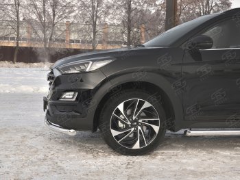 15 549 р. Защита переднего бампера (Ø 63 мм, нержавейка) SLITKOFF  Hyundai Tucson  TL (2018-2021) рестайлинг  с доставкой в г. Кемерово. Увеличить фотографию 3