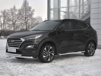 17 599 р. Защита переднего бампера (2 трубы Ø63 и 42 мм, нержавейка) SLITKOFF  Hyundai Tucson  TL (2018-2021) рестайлинг  с доставкой в г. Кемерово. Увеличить фотографию 2