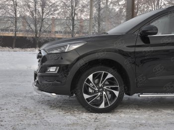 17 599 р. Защита переднего бампера (2 трубы Ø63 и 42 мм, нержавейка) SLITKOFF  Hyundai Tucson  TL (2018-2021) рестайлинг  с доставкой в г. Кемерово. Увеличить фотографию 3