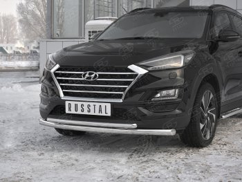 17 599 р. Защита переднего бампера (2 трубы Ø63 и 42 мм, нержавейка) SLITKOFF  Hyundai Tucson  TL (2018-2021) рестайлинг  с доставкой в г. Кемерово. Увеличить фотографию 4