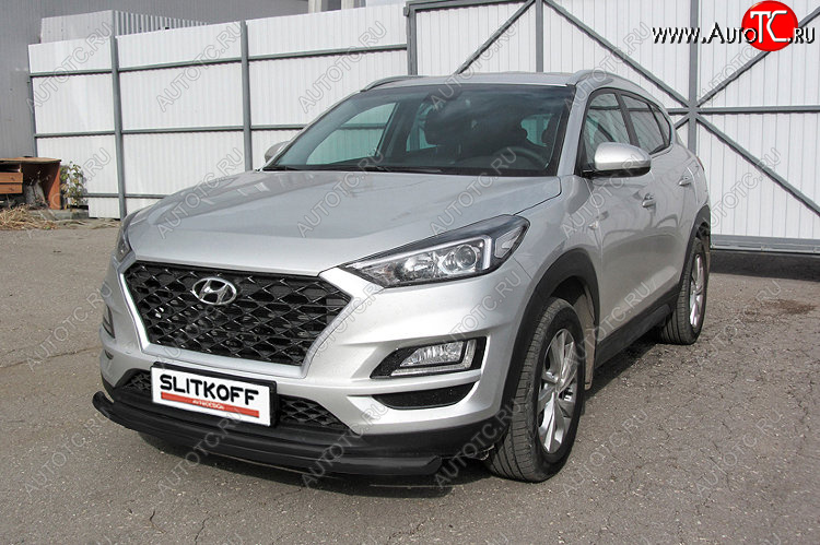 13 699 р. Защита переднего бампера Slitkoff (Ø 57+Ø 42, двойная).  Hyundai Tucson  TL (2018-2021) рестайлинг (Сталь с полимерным покрытием. Цвет: черный)  с доставкой в г. Кемерово