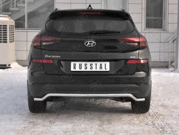Защита заднего бампера (Ø42 мм волна, нержавейка) SLITKOFF Hyundai Tucson  TL (2018-2021) рестайлинг