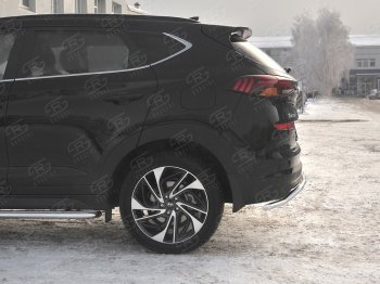 14 899 р. Защита заднего бампера (Ø42 мм волна, нержавейка) SLITKOFF  Hyundai Tucson  TL (2018-2021) рестайлинг  с доставкой в г. Кемерово. Увеличить фотографию 2
