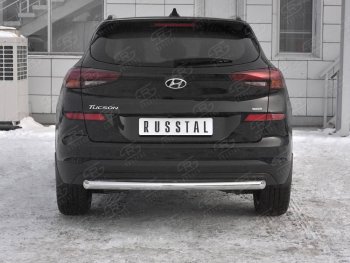 Защита заднего бампера (Ø63 мм, нержавейка) SLITKOFF Hyundai Tucson  TL (2018-2021) рестайлинг