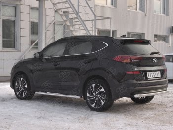 14 899 р. Защита заднего бампера (Ø63 мм, нержавейка) SLITKOFF  Hyundai Tucson  TL (2018-2021) рестайлинг  с доставкой в г. Кемерово. Увеличить фотографию 2