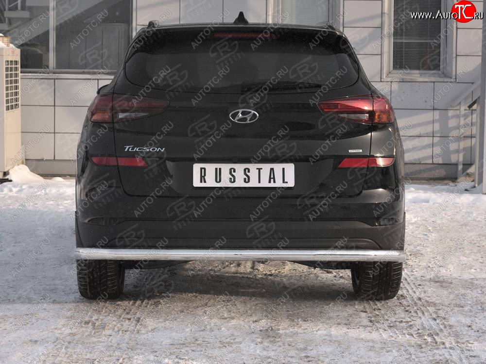 15 349 р. Защита заднего бампера (Ø63 мм, нержавейка) RUSSTAL  Hyundai Tucson  TL (2018-2021) рестайлинг  с доставкой в г. Кемерово