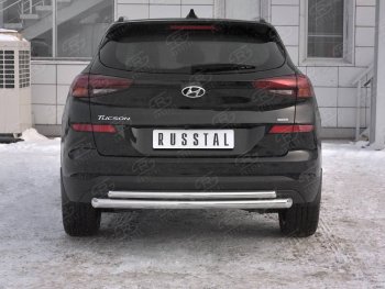 Защита заднего бампера (Ø63/42 мм, нержавейка) SLITKOFF Hyundai Tucson  TL (2018-2021) рестайлинг