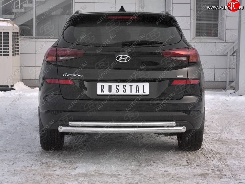 16 999 р. Защита заднего бампера (Ø63/42 мм, нержавейка) SLITKOFF  Hyundai Tucson  TL (2018-2021) рестайлинг  с доставкой в г. Кемерово