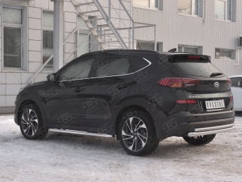 16 999 р. Защита заднего бампера (Ø63/42 мм, нержавейка) SLITKOFF  Hyundai Tucson  TL (2018-2021) рестайлинг  с доставкой в г. Кемерово. Увеличить фотографию 2