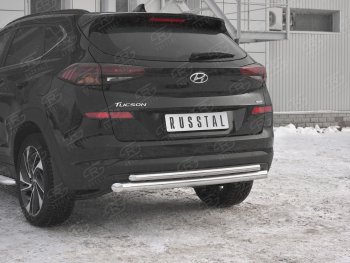 16 999 р. Защита заднего бампера (Ø63/42 мм, нержавейка) SLITKOFF  Hyundai Tucson  TL (2018-2021) рестайлинг  с доставкой в г. Кемерово. Увеличить фотографию 3