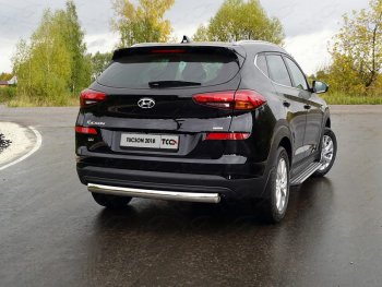 Защита заднего бампера (овальная) ТСС (нержавейка d75х42 мм) Hyundai Tucson  TL (2018-2021) рестайлинг