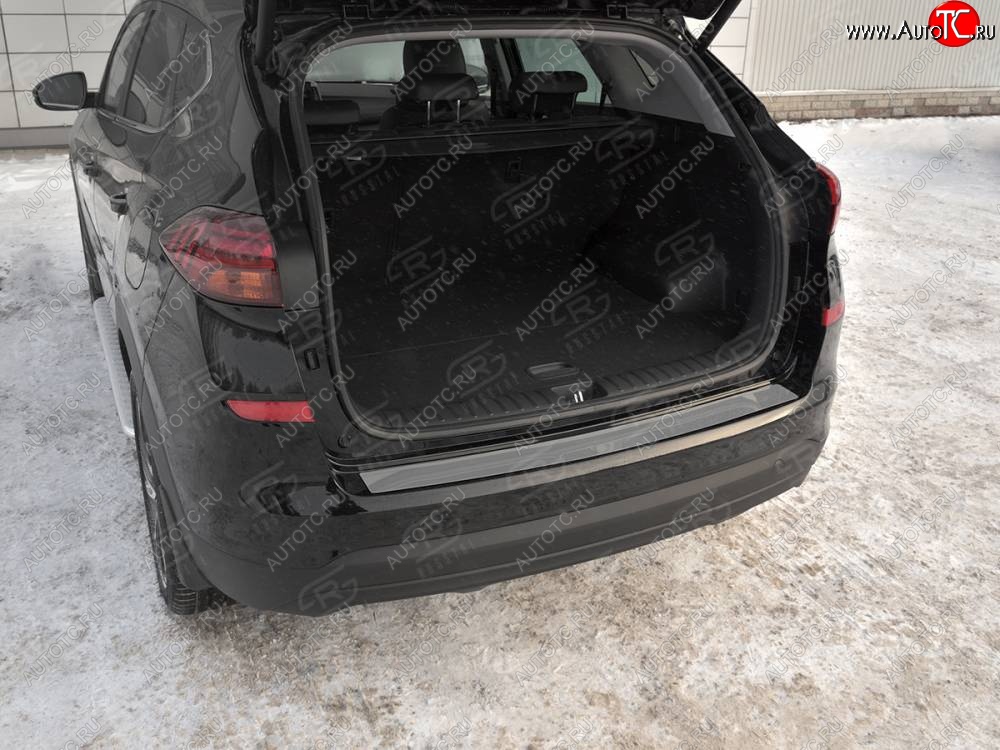 1 999 р. Защитная накладка на задний бампер Russtal Hyundai Tucson TL рестайлинг (2018-2021) (Нержавейка зеркальная)  с доставкой в г. Кемерово