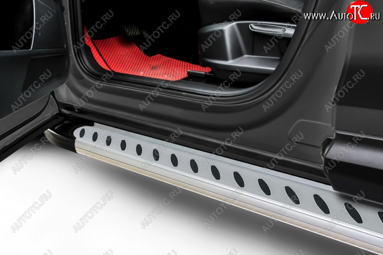 17 399 р. Пороги алюминиевые Slitkoff  Hyundai Tucson  TL (2018-2021) рестайлинг (Prestige Silver)  с доставкой в г. Кемерово