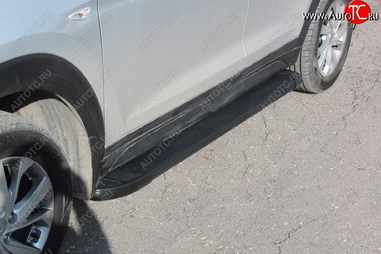 13 349 р. Пороги алюминиевые Slitkoff  Hyundai Tucson  TL (2018-2021) рестайлинг (Optima Black )  с доставкой в г. Кемерово