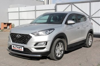 13 349 р. Пороги алюминиевые Slitkoff  Hyundai Tucson  TL (2018-2021) рестайлинг (Optima Black )  с доставкой в г. Кемерово. Увеличить фотографию 2