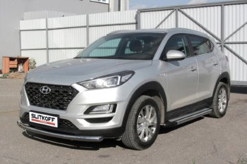 10 699 р. Пороги алюминиевые Slitkoff  Hyundai Tucson  TL (2018-2021) рестайлинг (Luxe Silver)  с доставкой в г. Кемерово. Увеличить фотографию 2
