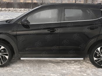 19 999 р. Защита порогов SLITKOFF (Ø63 мм)  Hyundai Tucson  TL (2018-2021) рестайлинг (Металлические торцы под 90°)  с доставкой в г. Кемерово. Увеличить фотографию 2