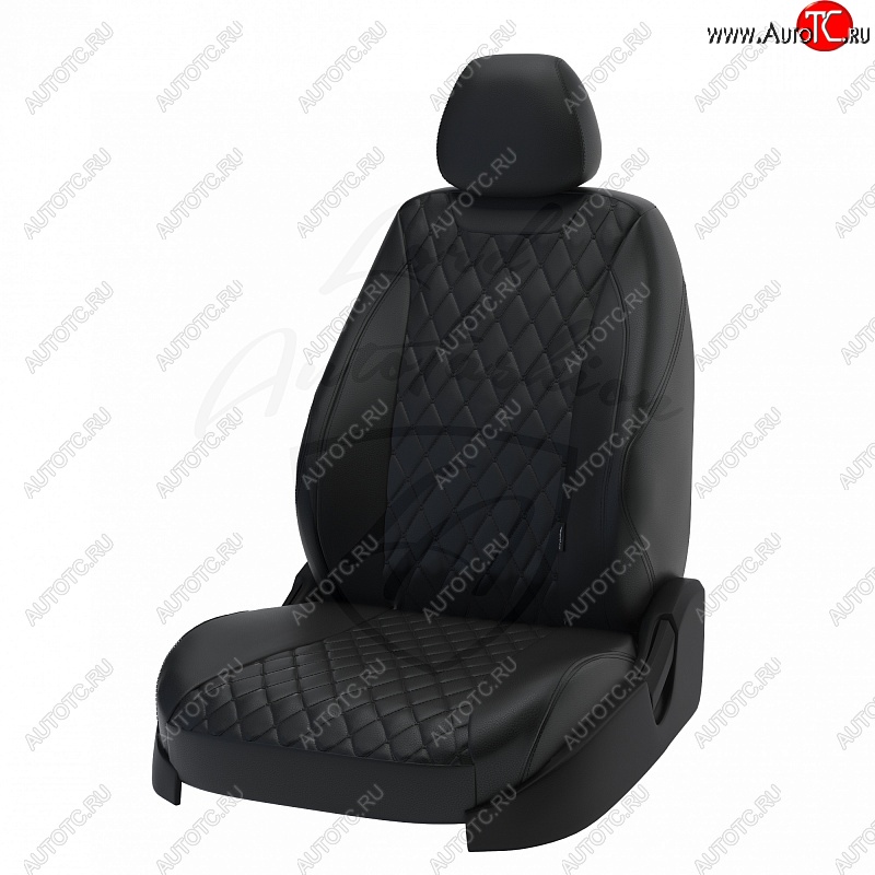 19 649 р. Чехлы для сидений Lord Autofashion Байрон (экокожа) Hyundai Tucson TL рестайлинг (2018-2021) (Чёрный, вставка чёрная, строчка чёрная)  с доставкой в г. Кемерово