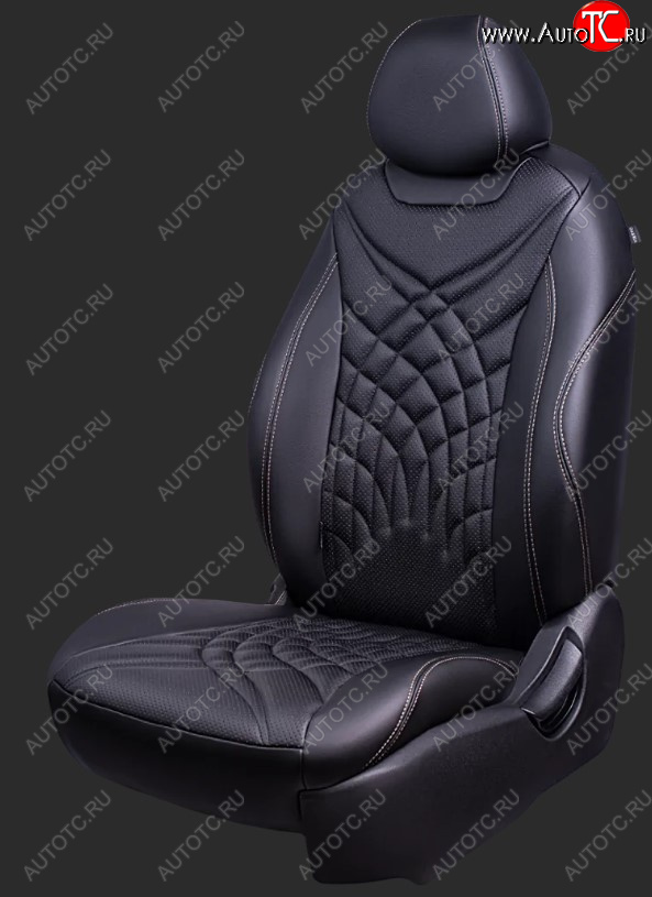 20 999 р. Чехлы для сидений Lord Autofashion Байрон ЖУК (экокожа, спинка 60/40, подлокотник, 3 Г-образных подголовника)  Hyundai Tucson  TL (2018-2021) рестайлинг (Черный, вставка черная, строчка бежевая)  с доставкой в г. Кемерово