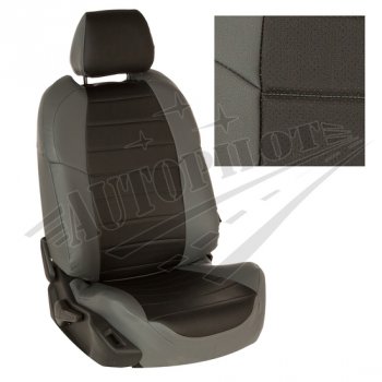 Чехлы сидений AUTOPILOT Экокожа (задняя спинка 60/40 с вырезом под подлокотник) Hyundai Tucson  NX4 (2020-2022) (Серый + Черный)
