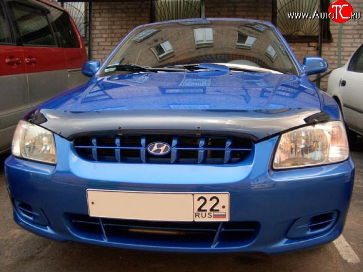 2 699 р. Дефлектор капота NovLine Hyundai Accent седан ТагАЗ (2001-2012)  с доставкой в г. Кемерово
