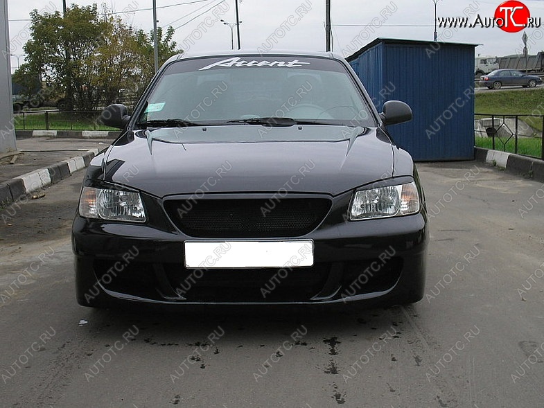 7 299 р. Передний бампер SPORT DESIGN Hyundai Accent 2 LC седан дорестайлинг (ТагАЗ) (1999-2012) (Неокрашенный)  с доставкой в г. Кемерово