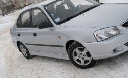 4 099 р. Пороги накладки Style  Hyundai Accent  седан ТагАЗ (2001-2012) (Неокрашенные)  с доставкой в г. Кемерово. Увеличить фотографию 2