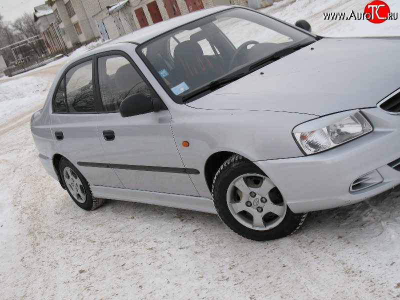 1 299 р. Реснички Classic-Style на фары  Hyundai Accent  седан ТагАЗ (2001-2012) (Неокрашенные)  с доставкой в г. Кемерово