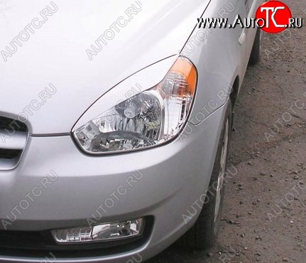 1 649 р. Реснички на фары CT v1 Hyundai Accent 3 MC седан (2005-2011) (Неокрашенные)  с доставкой в г. Кемерово
