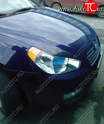 1 649 р. Реснички на фары CT v2 Hyundai Accent 3 MC седан (2005-2011) (Неокрашенные)  с доставкой в г. Кемерово