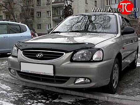 1 484 р. Защита передних фар NovLine (очки) . Hyundai Accent 2 LC седан дорестайлинг (ТагАЗ) (1999-2012)  с доставкой в г. Кемерово