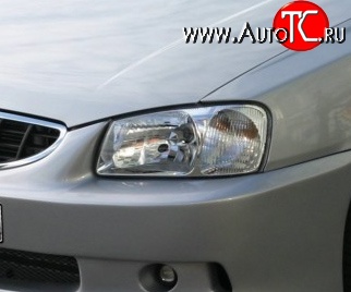 476 р. Прозрачная защита передних фар Novline Hyundai Accent 2 LC седан дорестайлинг (ТагАЗ) (1999-2012)  с доставкой в г. Кемерово