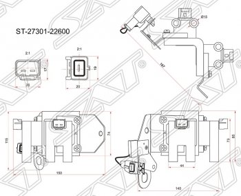 2 049 р. Катушка зажигания SAT  Hyundai Accent  седан ТагАЗ - Getz  TB  с доставкой в г. Кемерово. Увеличить фотографию 1