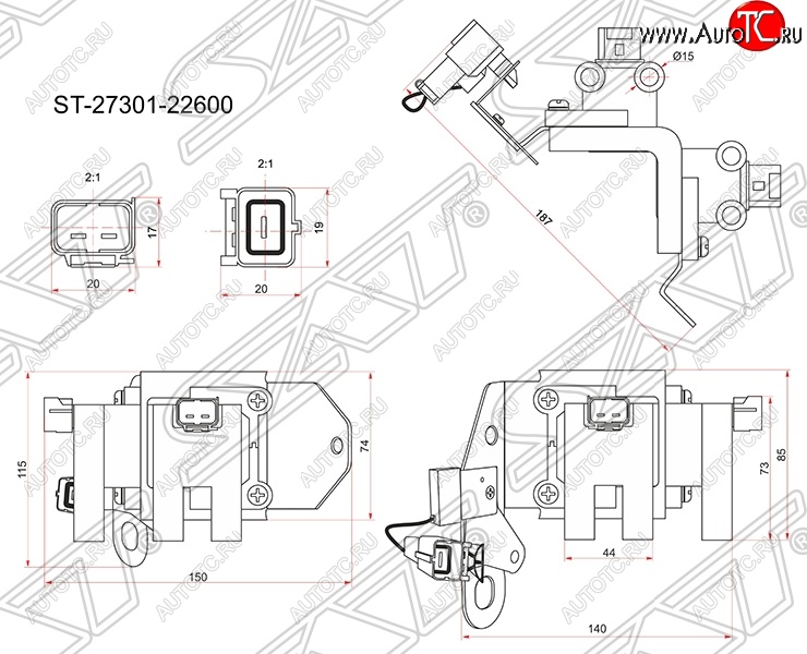 2 049 р. Катушка зажигания SAT  Hyundai Accent  седан ТагАЗ - Getz  TB  с доставкой в г. Кемерово