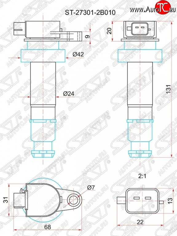 799 р. Катушка зажигания SAT  Hyundai Avante (2010-2013), Hyundai Creta  GS (2015-2021), Hyundai Elantra  MD (2010-2016), Hyundai Solaris  RBr (2010-2014), KIA Ceed  1 ED (2010-2012), KIA Rio  3 QB (2011-2017)  с доставкой в г. Кемерово