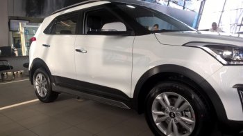 7 349 р. Пластиковые пороги АвтоКрат Hyundai Creta GS дорестайлинг (2015-2019) (Неокрашенные)  с доставкой в г. Кемерово. Увеличить фотографию 2