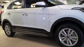 7 349 р. Пластиковые пороги АвтоКрат Hyundai Creta GS дорестайлинг (2015-2019) (Неокрашенные)  с доставкой в г. Кемерово. Увеличить фотографию 1