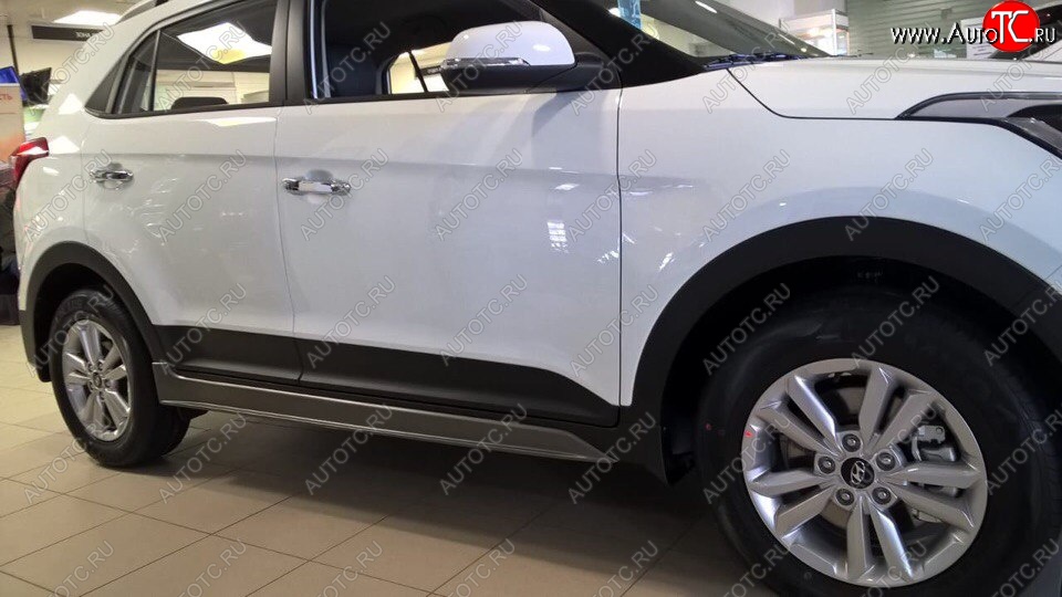 7 349 р. Пластиковые пороги АвтоКрат Hyundai Creta GS дорестайлинг (2015-2019) (Неокрашенные)  с доставкой в г. Кемерово