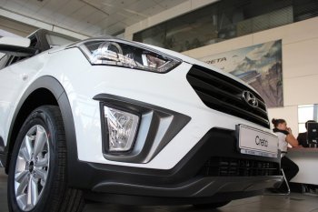 2 269 р. Накладки на ПТФ АвтоКрат  Hyundai Creta  GS (2015-2021) дорестайлинг, рестайлинг (Неокрашенные)  с доставкой в г. Кемерово. Увеличить фотографию 2