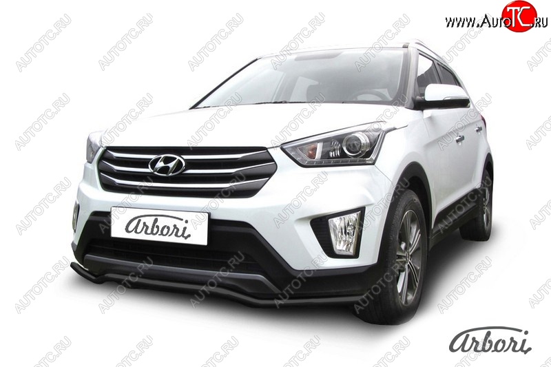 5 849 р. Защита переднего бампера Arbori (волна, черная, 1 труба d42 mm). Hyundai Creta GS рестайлинг (2019-2021)  с доставкой в г. Кемерово
