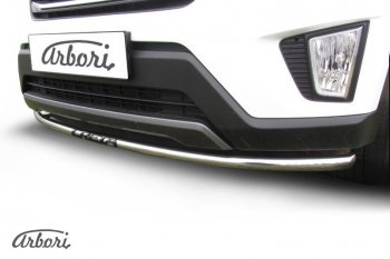 Защита переднего бампера Arbori (с надписью, нержавейка, 1 труба d42 mm). Hyundai Creta  GS (2015-2021) дорестайлинг, рестайлинг